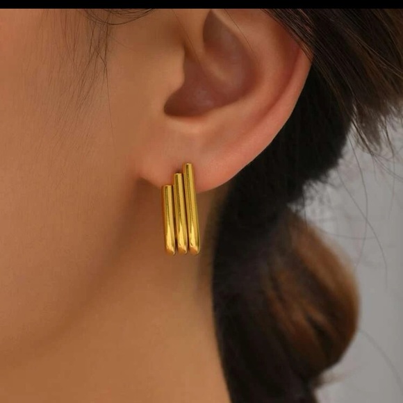 Stainless Steel Hoop Earrings - Picture 3 of 5